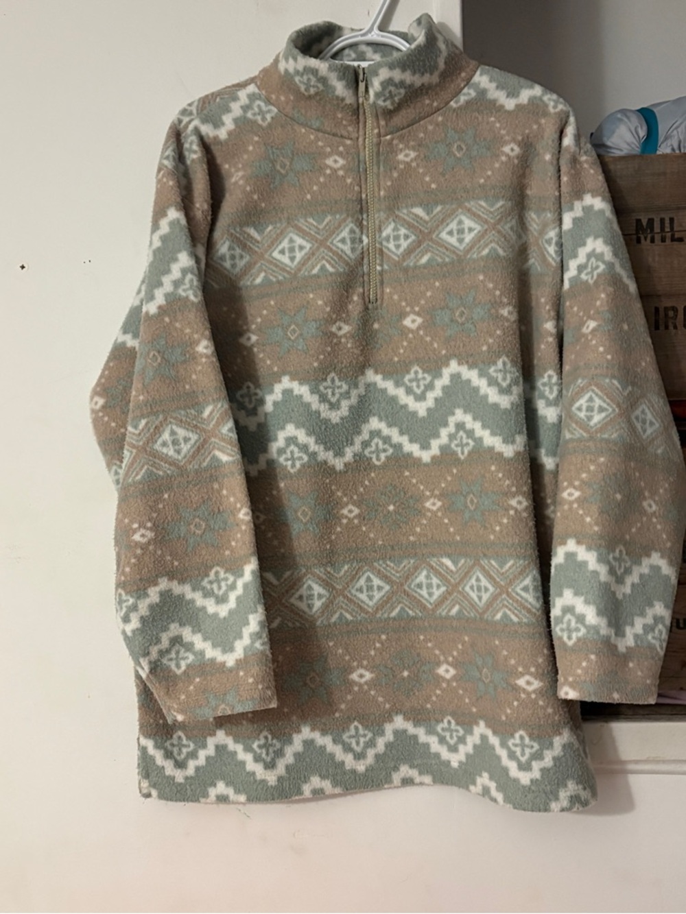 Vintage Half-Zip Western Style Fleece Pullover Quarter Zip Sweater Size Large